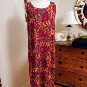 Gorgeous Floral Maxi Dress Pink/Yellow Tropical Floral